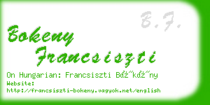 bokeny francsiszti business card